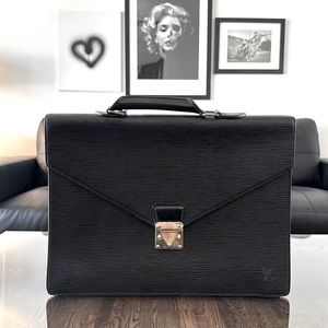 LOUIS VUITTON Black Epi Leather Ambassador Briefcase Business Bag Handbag